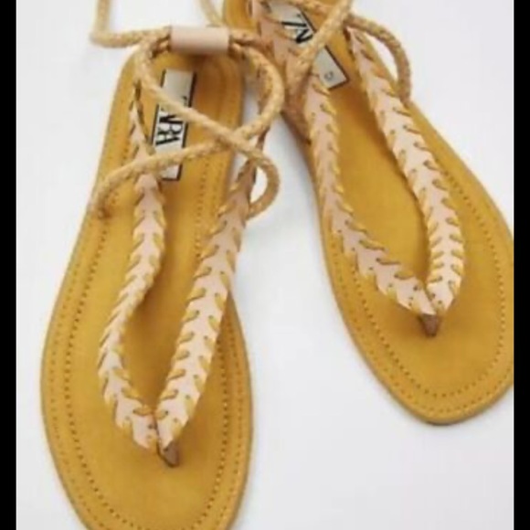 Zara yellow lace up sandals size 8 brand new - Picture 4 of 4